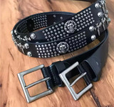 Genuine leather vintage skull belt