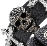 Skulls and cross rhinestone bracelet