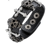 Skulls and cross rhinestone bracelet