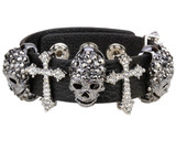 Skulls and cross rhinestone bracelet