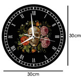 Skull and flowers wall clock
