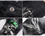 New Fashion Men's Skull Printed Jeans Five-Pocket Jean