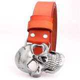 skull head Cowhide leather belt