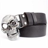 skull head Cowhide leather belt