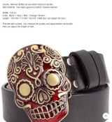 Colorful skull buckle golden skull Belt