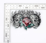 skull face rose punk style metal leather belt