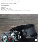 skull face rose punk style metal leather belt
