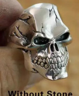 925 sterling silver CZ eyes skull ring