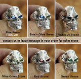 925 sterling silver CZ eyes skull ring