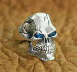 925 sterling silver CZ eyes skull ring