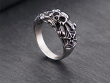 Mens viking skull and crossbones ring