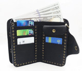 Skull and cross rivet wallet with chain