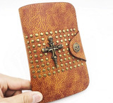 Skull and cross rivet wallet with chain