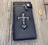 Skull cross long wallet