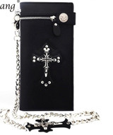 Skull cross long wallet