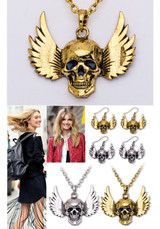 Skull and wings necklace set