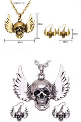 Skull and wings necklace set