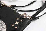 New Punk Black Skull Face PU leather Handbags