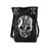 New Punk Black Skull Face PU leather Handbags
