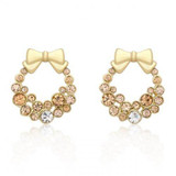 Holiday Wreath Champagne Crystal Earrings (pack of 1 ea)
