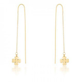 Patricia Gold Stainless Steel Clover Threaded Drop Earrings (pack of 1 ea)