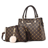 2-piece set women beading pendant handbag ladies embossed shoulder bag ladies Messenger bag hairball bags high quality bag