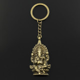 New Fashion Keychain 62x32mm Ganesha buddha elephant Pendants DIY Men Jewelry Car Key Chain Ring Holder Souvenir For Gift