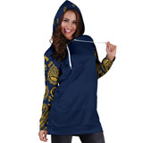 Navy and Gold Bandana Hoodie Dress