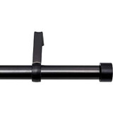 Umbra 245976-111 Cappa Brushed Black Curtain Rod  Modern Curtain Rod Extends from 66 to 120 Inches and Includes Matching Finials, Brackets and Hardware, 1-Inch Diameter Drapery Rod