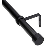 Umbra 245976-111 Cappa Brushed Black Curtain Rod  Modern Curtain Rod Extends from 66 to 120 Inches and Includes Matching Finials, Brackets and Hardware, 1-Inch Diameter Drapery Rod
