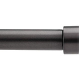 Umbra 245976-111 Cappa Brushed Black Curtain Rod  Modern Curtain Rod Extends from 66 to 120 Inches and Includes Matching Finials, Brackets and Hardware, 1-Inch Diameter Drapery Rod