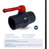 Midline Valve PVC Ball Valve with Pink T-Handle for Potable Water Use 3'' Solvent Connections Grey Plastic (492T300)