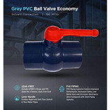 Midline Valve PVC Ball Valve with Pink T-Handle for Potable Water Use 3'' Solvent Connections Grey Plastic (492T300)