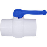 Midline Valve PVC Ball Valve Blue T-Handle for Potable Water 4 in. Solvent Connections White Plastic (487T400)