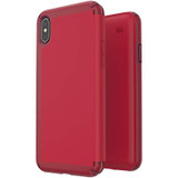 Speck Products Presidio Folio Leather iPhone Xs Max Case, Rouge Red/Garnet