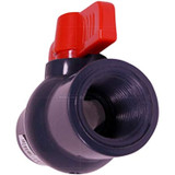 Midline Valve PVC Ball Valve with Pink T-Handle for Potable Water Use 1/2'' FIP Grey Plastic (492U12)