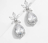 Luxury Long Cubic Zirconia Big Water Drop Dangle Bridal Earrings