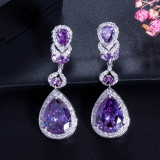 Cubic Zirconia Crystal Long Drop Dangle Pageant Earrings