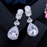 Cubic Zirconia Crystal Long Drop Dangle Pageant Earrings