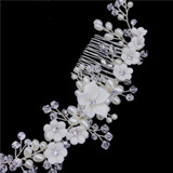 Delicate Silver Wedding Hair Jewelry Porcelain Flower Bridal Hair Comb