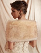 Faux Fur Champagne Stole Wrap Wedding  Bridal Shawl Shrug