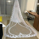 One Layer Heart Lace Appliques Cathedral Wedding Bridal Veil