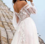 Off Shoulder Boho Beach Princess Wedding Bridal Gowns Plus Sizes