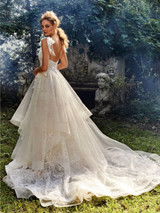 Lace A-line Wedding Dress Backless Illusion Bridal Gown