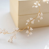 Handmade Pearl Gold Wedding Hair Vine Headband