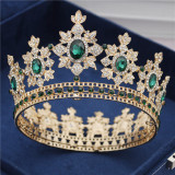 Crystal Round Diadem Wedding Crown Gold Tiaras Bridal Hair Pageant