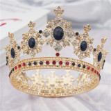 Crystal Round Diadem Wedding Crown Gold Tiaras Bridal Hair Pageant