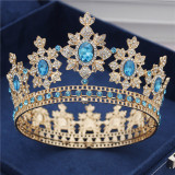 Crystal Round Diadem Wedding Crown Gold Tiaras Bridal Hair Pageant