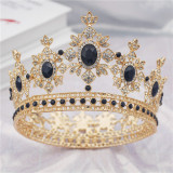 Crystal Round Diadem Wedding Crown Gold Tiaras Bridal Hair Pageant