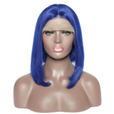 Boujie 10" - 12" 13X4 Blue Straight Frontal Lace Bob Wig - 150% Density - 100% Human Virgin Hair